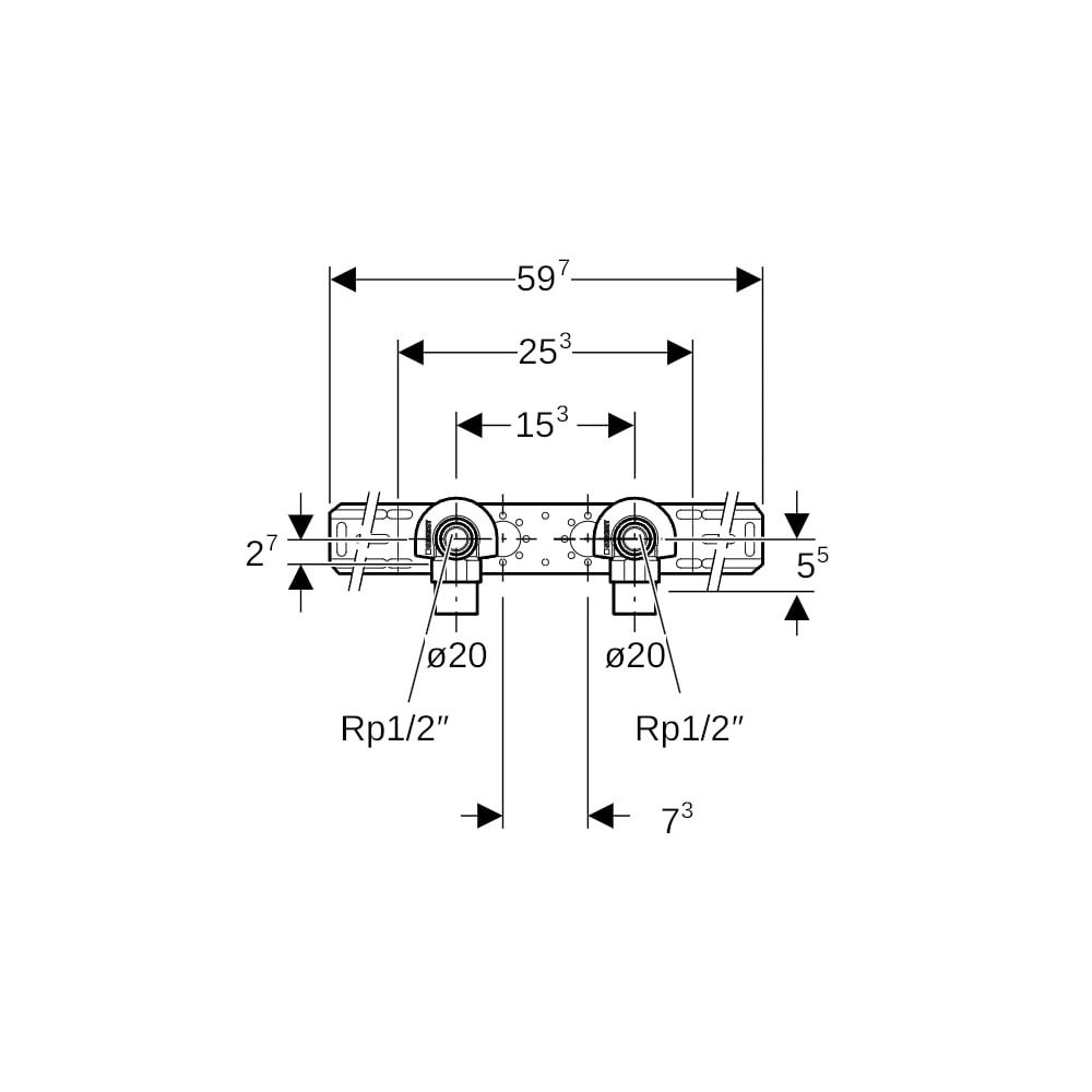 Geberit Mepla Anschlusswinkel 90 Grad vormontiert, zweifach d 20mm, AD 15,3cm... GEBERIT-602781005 4025416700098 (Abb. 7)