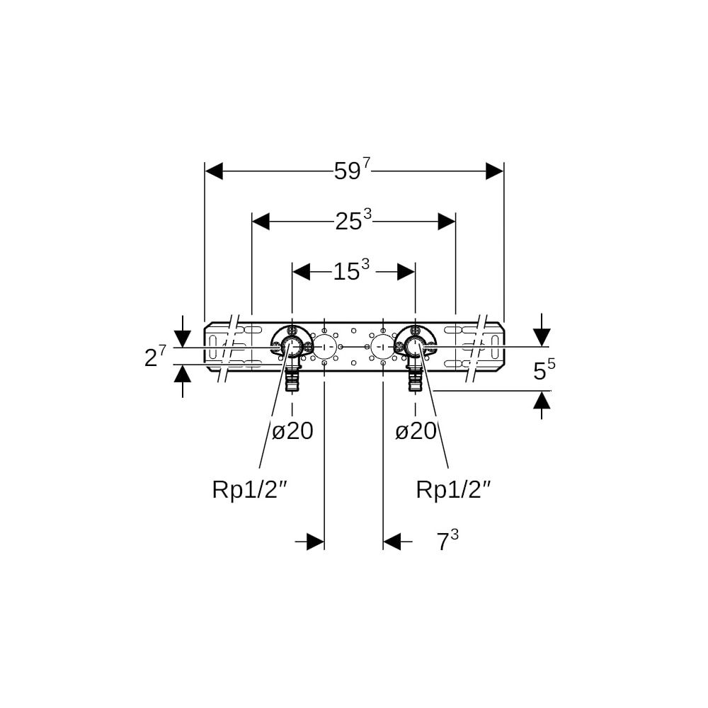 Geberit Mepla Anschlusswinkel 90 Grad vormontiert, zweifach d 20mm, AD 15,3cm, DN 15... GEBERIT-602780005 4025416700197 (Abb. 7)