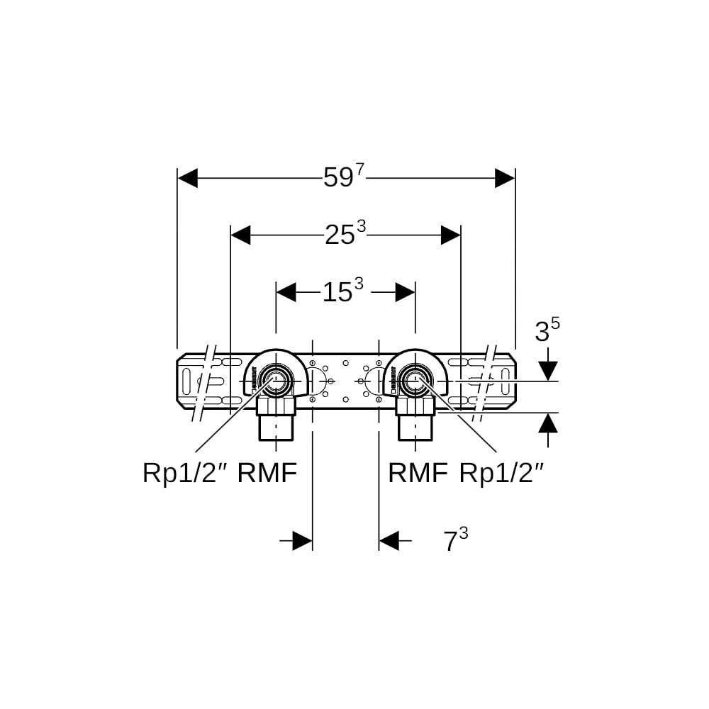 Geberit Anschlusswinkel 90 Grad mit Außengewinde MF 1/2" vormontiert zweifach RMF 1/... GEBERIT-632855002 4025410760210 (Abb. 7)