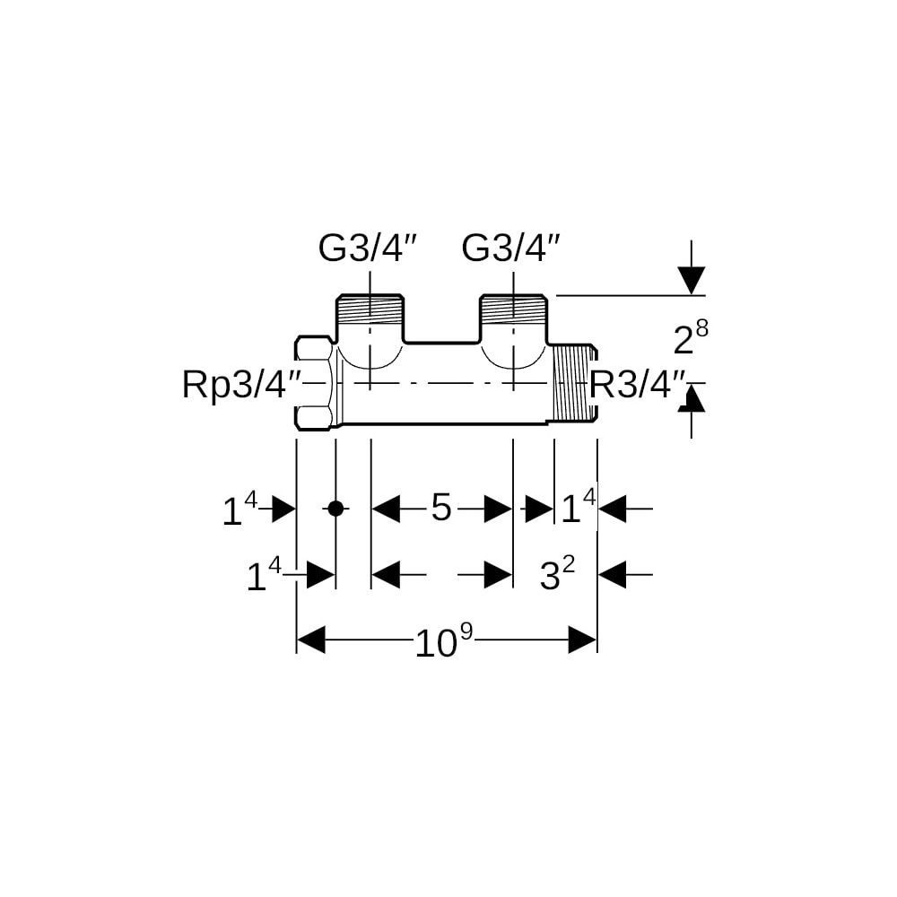 Geberit Verteiler mit Gewindeanschluss, Verteilerabgang für Eurokonus, CW617N, R 3/4... GEBERIT-612422001 4025416802761 (Abb. 7)