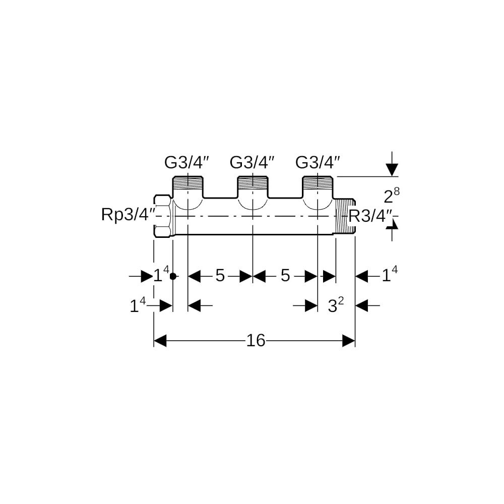 Geberit Verteiler mit Gewindeanschluss, Verteilerabgang für Eurokonus, CW617N, R 3/4... GEBERIT-612423001 4025416802778 (Abb. 7)