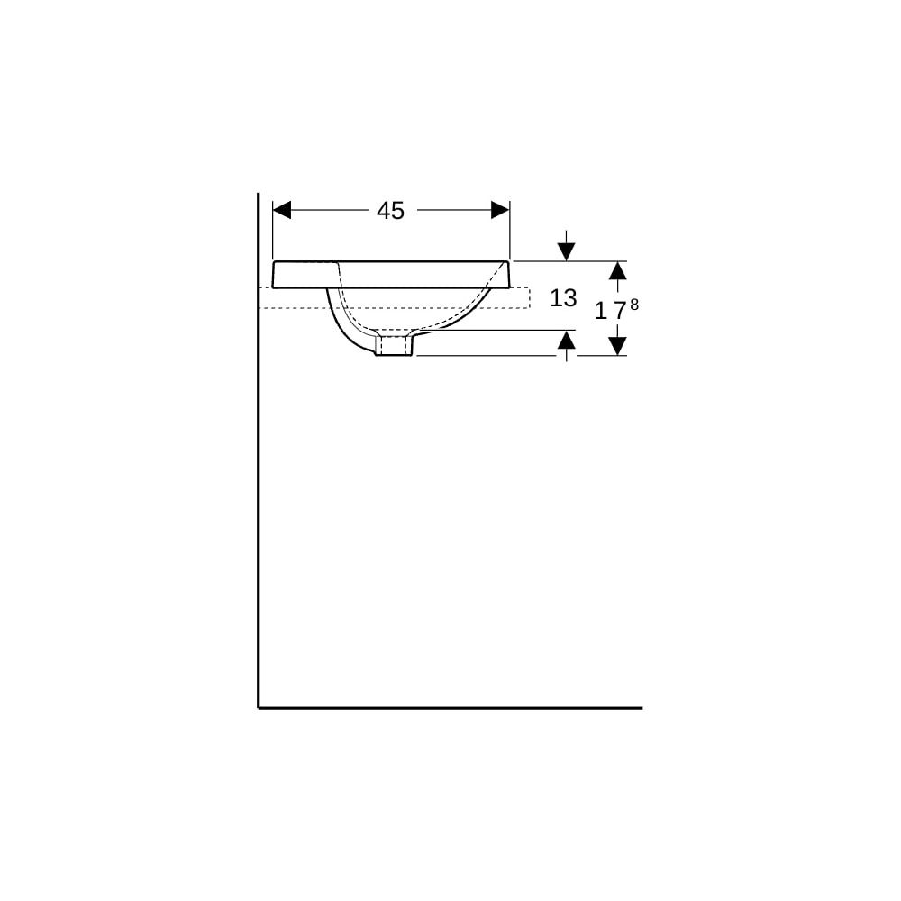 Geberit VariForm Einbauwaschtisch, elliptisch mit Hahnlochbank, Breite 60cm, Tiefe 4... GEBERIT-500735002 4025416302483 (Abb. 9)