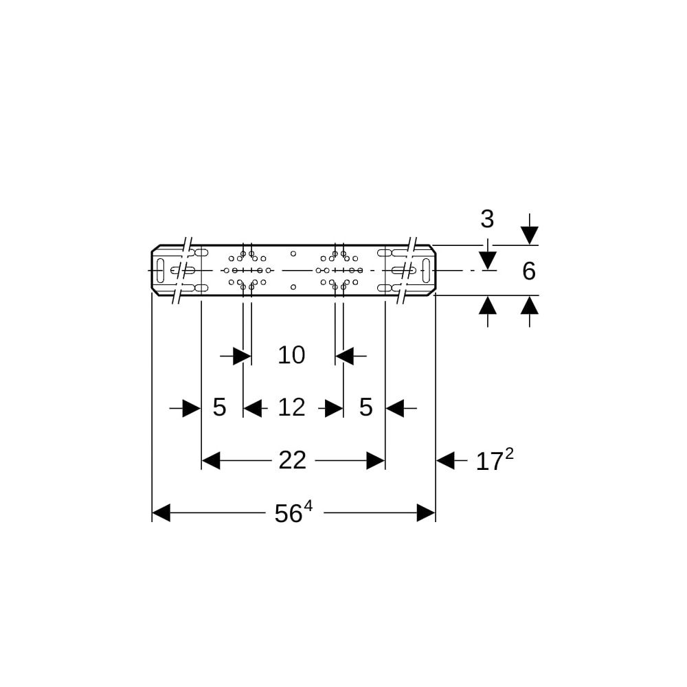 Geberit Montageplatte abgesetzt, zweifach, Anschlussdistanz 10 cm oder 12 cm 1,0215,... GEBERIT-601731001 4025416041795 (Abb. 7)
