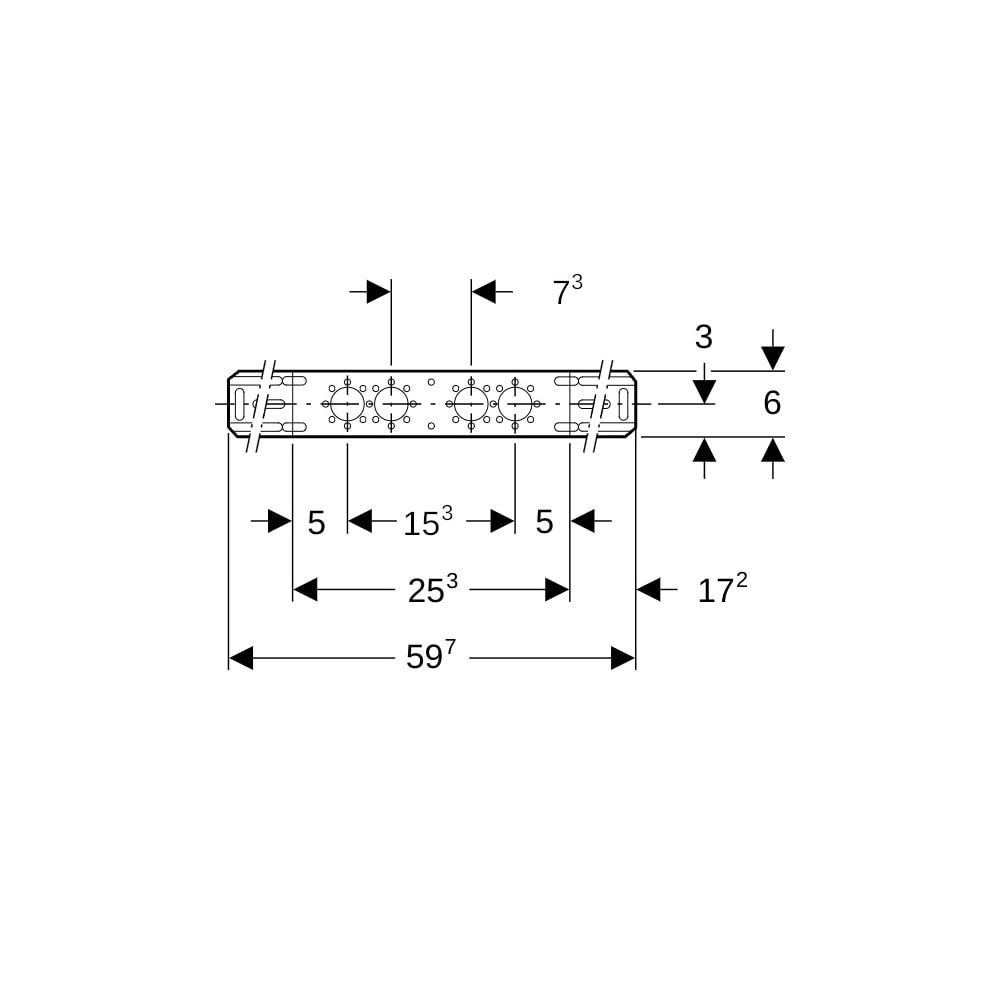 Geberit Montageplatte abgesetzt, zweifach, Anschlussdistanz 7,3 cm oder 15,3 cm 1,02... GEBERIT-601732001 4025416041801 (Abb. 7)