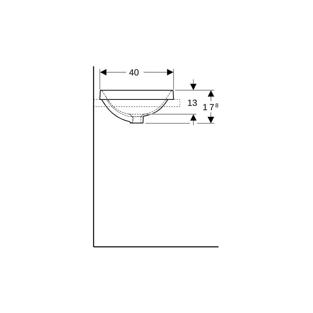 Geberit VariForm Einbauwaschtisch, rechteckig Breite 55cm, Tiefe 40cm, ohne Hahnloch... GEBERIT-500739002 4025416302544 (Abb. 9)
