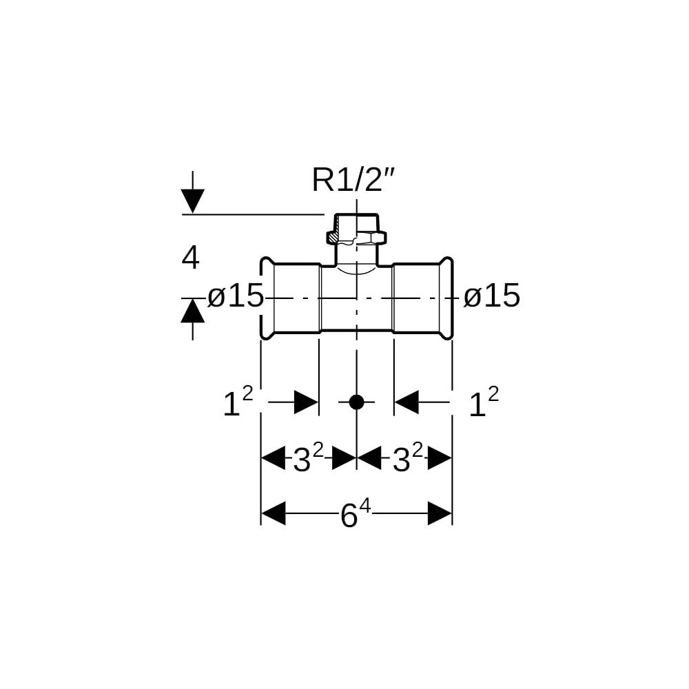 Geberit Mapress Edelstahl T-Stück mit Außengewinde d 15mm, R 1/2″, d1 15mm... GEBERIT-31454 4024723314547 (Abb. 5)