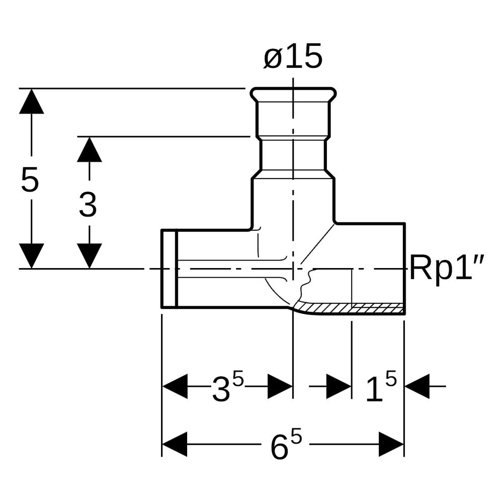 Geberit Mapress Edelstahl Anschlusswinkel 90 Grad abgesetzt Außendurchmesser 15mm... GEBERIT-33423 4024723334231 (Abb. 7)