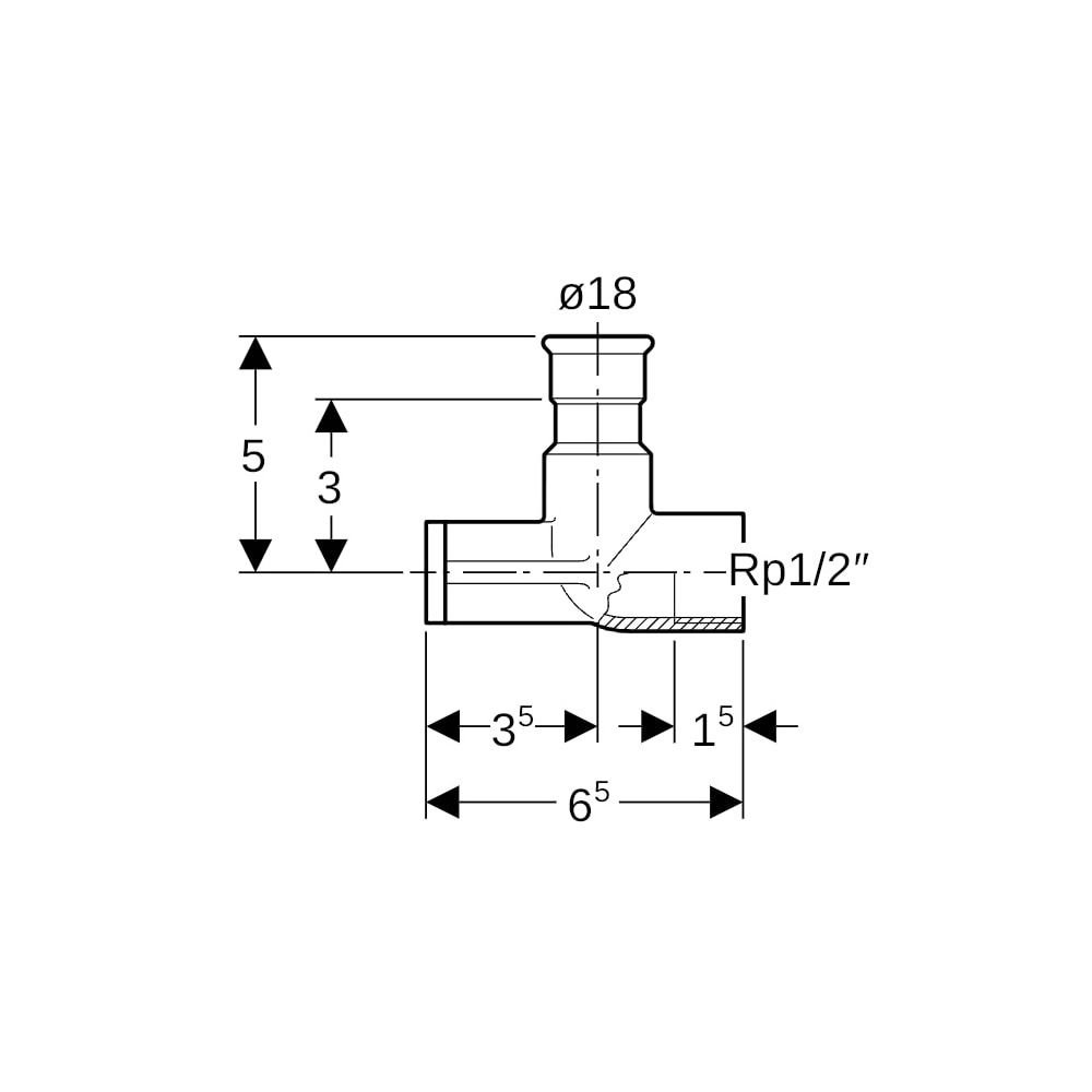 Geberit Mapress Edelstahl Anschlusswinkel 90 Grad abgesetzt Außendurchmesser 18mm... GEBERIT-33425 4024723334255 (Abb. 5)