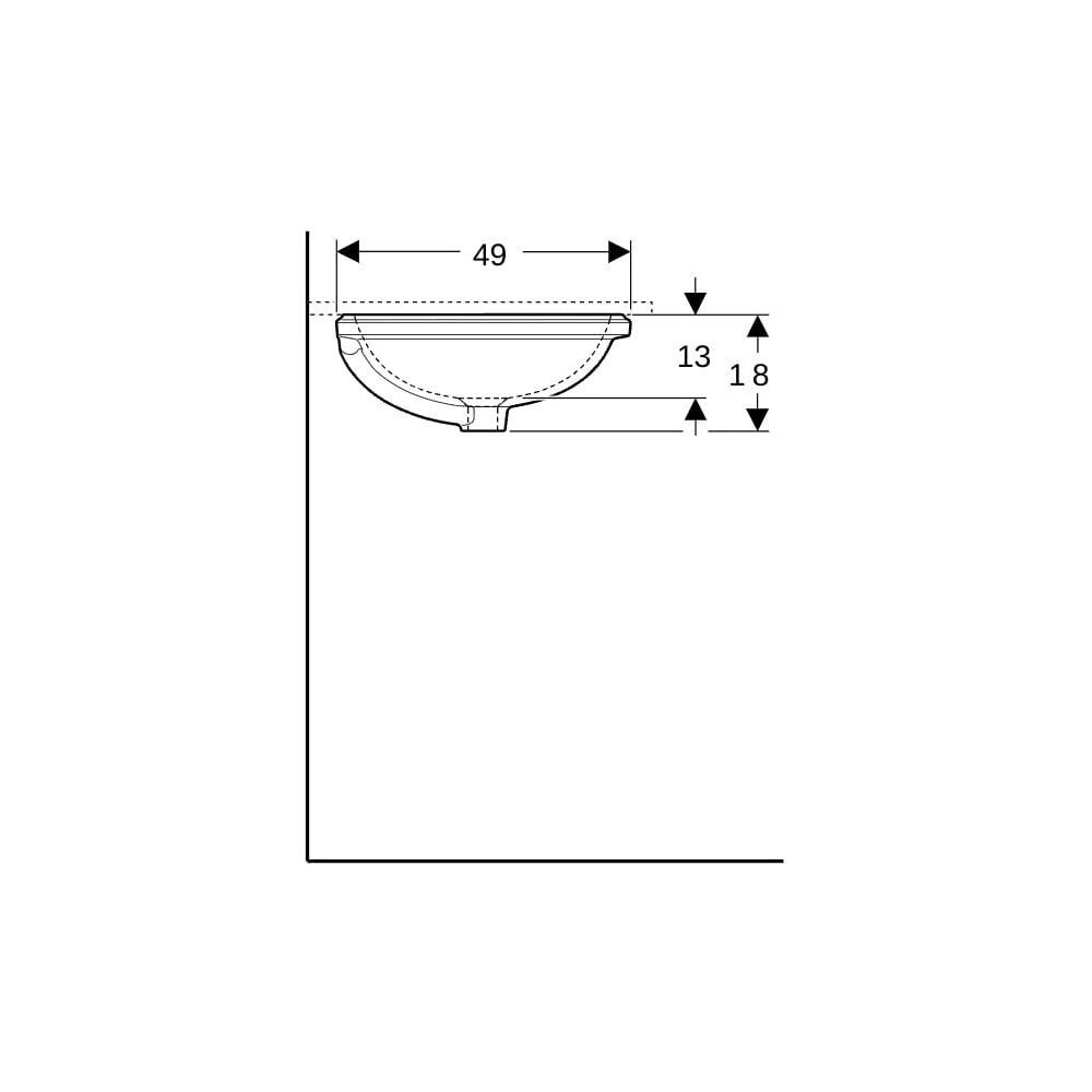 Geberit VariForm Unterbauwaschtisch elliptisch Tiefe 49cm, ohne Hahnloch, ohne Überl... GEBERIT-500759012 4025416678014 (Abb. 9)
