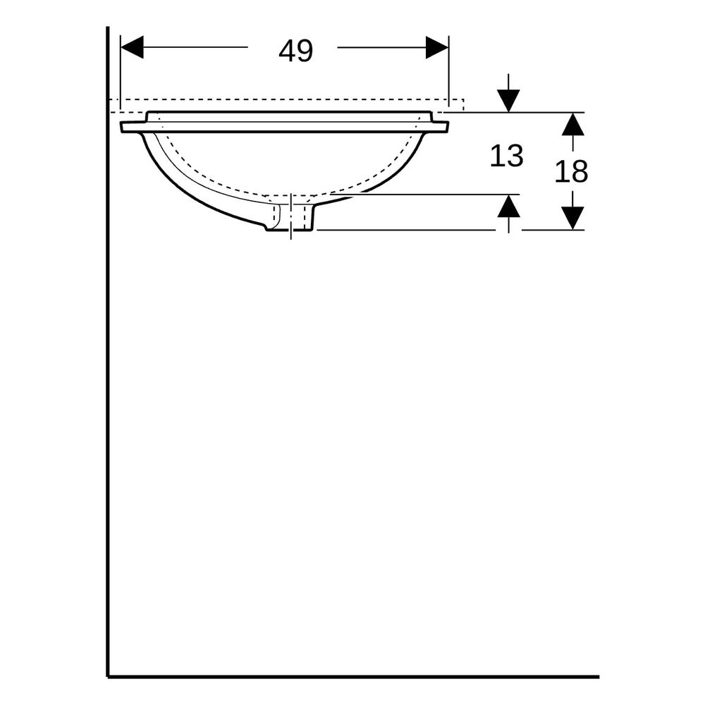 Geberit VariForm Unterbauwaschtisch, elliptisch B 62,5cm, Tiefe 49cm, ohne Hahnloch... GEBERIT-500757002 4025416302803 (Abb. 14)