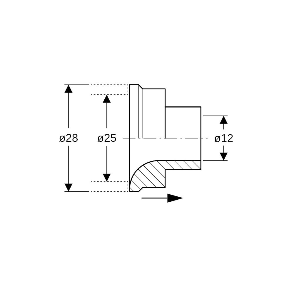 Geberit Mapress C-Stahl Saugdüse für Einrohrheizung Außendurchmesser 28mm... GEBERIT-90255 4024723902553 (Abb. 7)