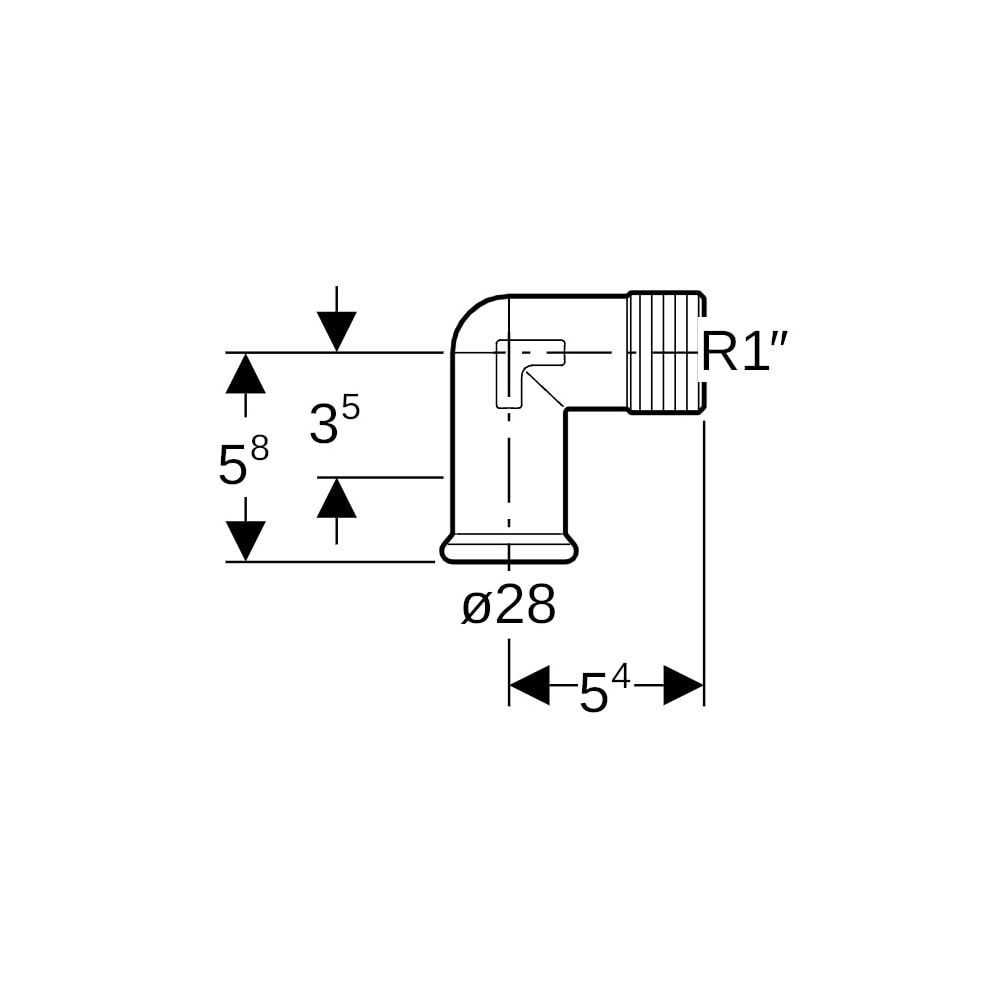 Geberit Mapress C-Stahl Übergangswinkel 90 Grad mit Außengewinde d 28mm, R 1″... GEBERIT-21610 4024723216100 (Abb. 5)