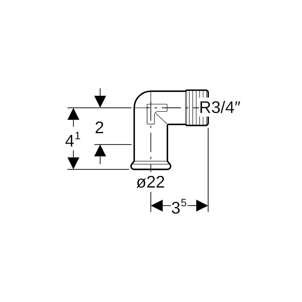 Geberit Mapress C-Stahl Übergangswinkel 90 Grad mit Außengewinde d 22mm, R 3/4″... GEBERIT-21618 4024723216186 (Abb. 5)