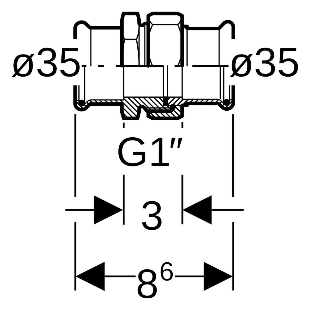Geberit Mapress Edelstahl Verschraubung, DN 32, 35mm, G 1 1/2", CrNiMo-Stahl... GEBERIT-35324 4024723353249 (Abb. 7)