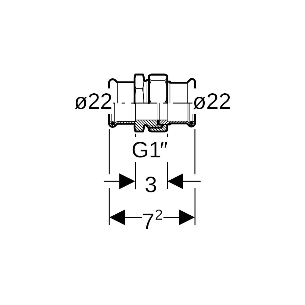 Geberit Mapress C-Stahl Verschraubung Außendurchmesser 22mm... GEBERIT-25322 4024723253228 (Abb. 5)