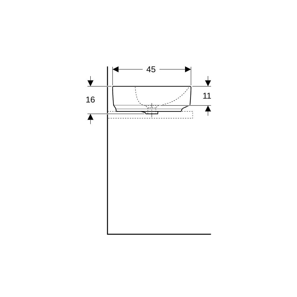 Geberit VariForm Aufsatzwaschtisch, oval, mit Hahnlochbank, Breite 60cm, Tiefe 45cm,... GEBERIT-500772012 4025416691914 (Abb. 9)