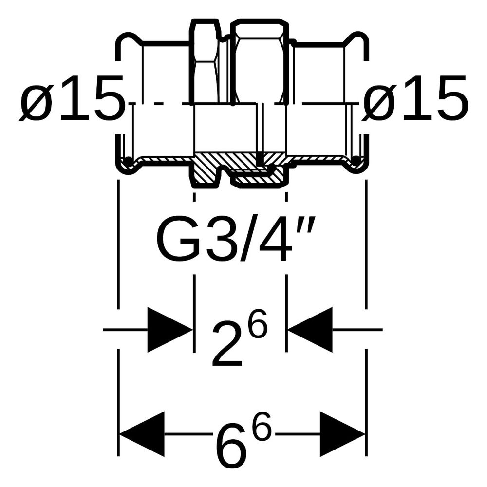 Geberit Mapress Therm Verschraubung, DN 12, 15mm, 3/4", Edelstahl, 45310... GEBERIT-45310 4064746040320 (Abb. 6)
