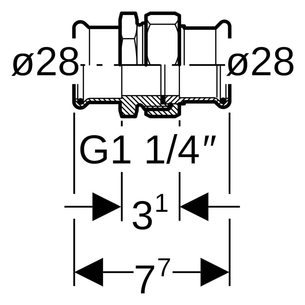 Geberit Mapress Therm Verschraubung, DN 25, 28mm, 1 1/4, 45313... GEBERIT-45313 4064746040399 (Abb. 6)