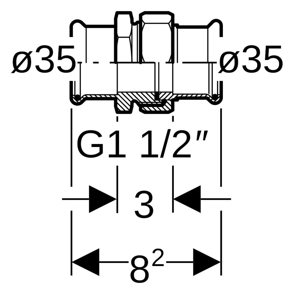 Geberit Mapress Therm Verschraubung, DN 32, 35mm, 1 1/2", Edelstahl, 45314... GEBERIT-45314 4064746040412 (Abb. 6)