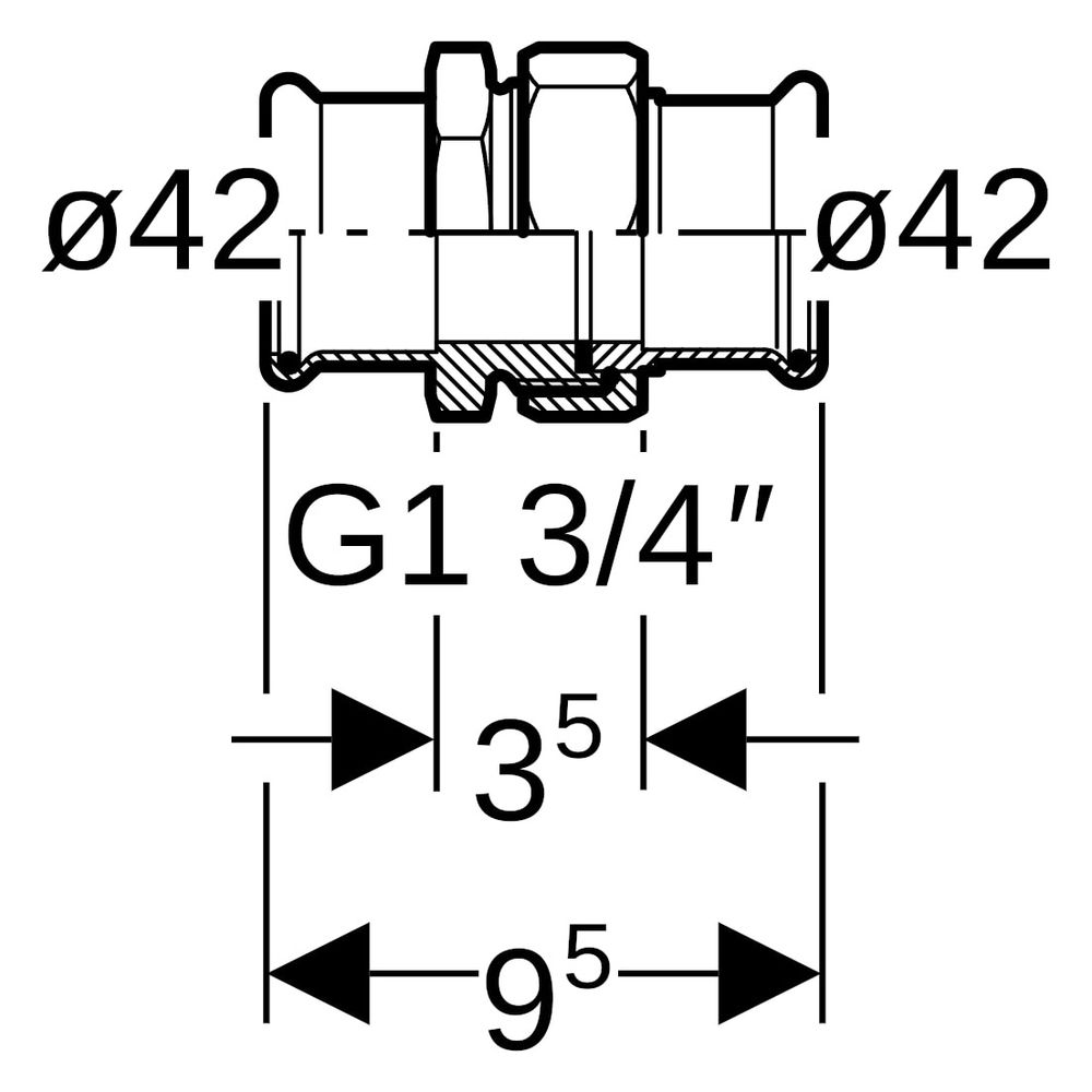Geberit Mapress Therm Verschraubung, DN 40, 42mm, Edelstahl, 45315... GEBERIT-45315 4064746040436 (Abb. 6)