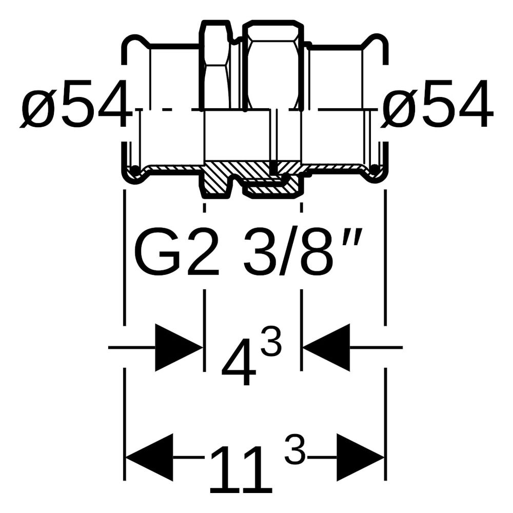 Geberit Mapress Therm Verschraubung, DN 50, 54mm, Edelstahl, 45316... GEBERIT-45316 4064746040450 (Abb. 6)