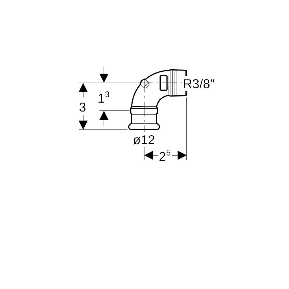 Geberit Mapress Kupfer Übergangswinkel 90 Grad mit Außengewinde, d 12mm, R 3/8″, Rotguss... GEBERIT-63892 4024723638926 (Abb. 5)