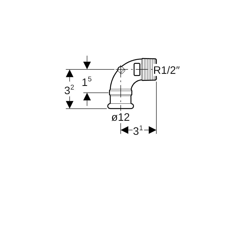 Geberit Mapress Kupfer Übergangswinkel 90 Grad mit Außengewinde, d 12mm, R 1/2″, Rotguss... GEBERIT-63893 4024723638933 (Abb. 5)