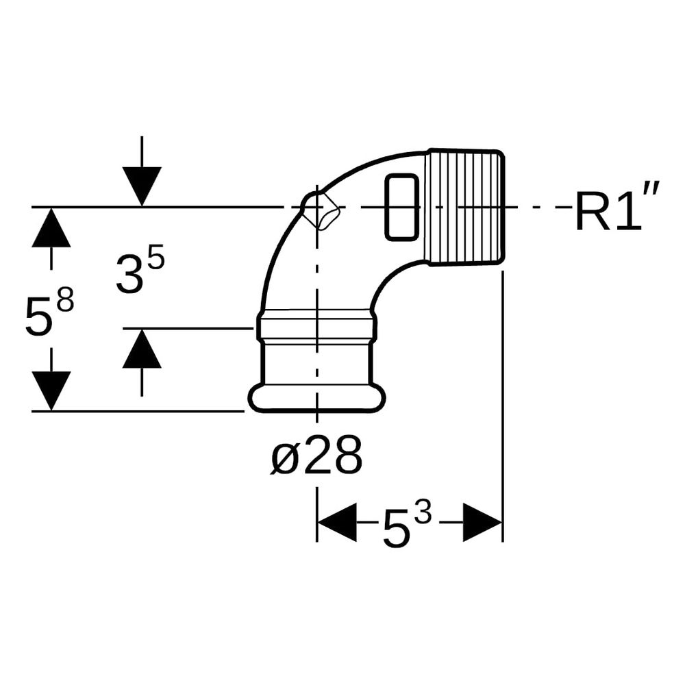 Geberit Mapress Kupfer Übergangswinkel 90 Grad mit Außengewinde, D 28mm, R 1", Rotguss b... GEBERIT-63886 4024723638865 (Abb. 7)