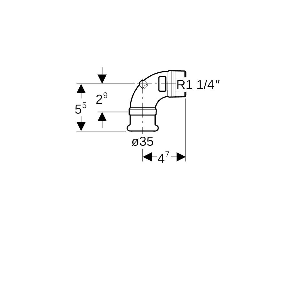 Geberit Mapress Kupfer Übergangswinkel 90 Grad mit Außengewinde, d 35mm, R 1 1/4″, Rotgu... GEBERIT-63887 4024723638872 (Abb. 5)