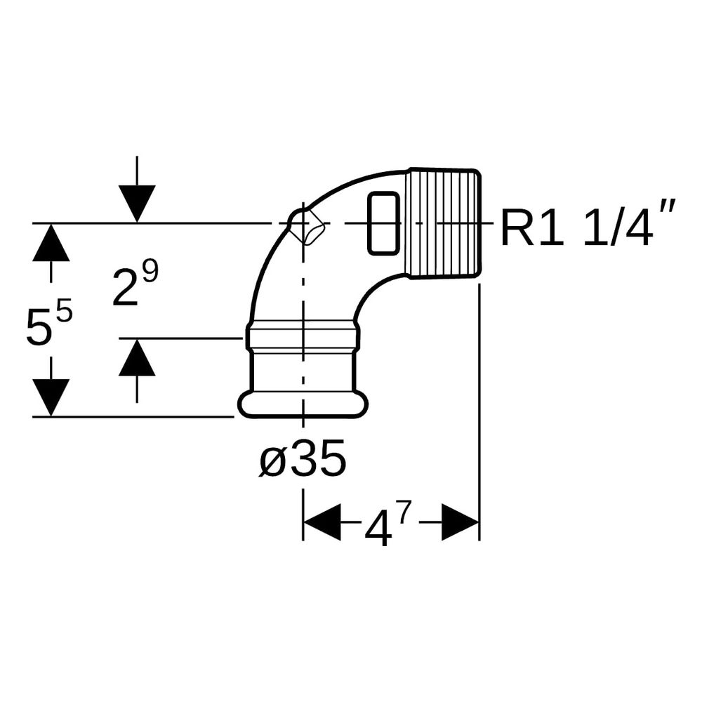 Geberit Mapress Kupfer Übergangswinkel 90 Grad mit Außengewinde, D 35mm, R 1 1/4", Rotgu... GEBERIT-63887 4024723638872 (Abb. 7)