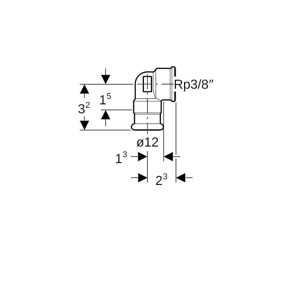 Geberit Mapress Kupfer Übergangswinkel 90 Grad mit Innengewinde, d 12mm, Rp 3/8″, Rotgus... GEBERIT-63860 4024723638605 (Abb. 5)
