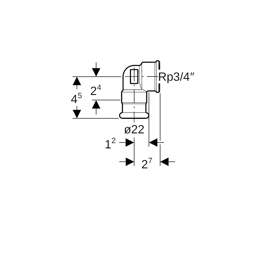 Geberit Mapress Kupfer Übergangswinkel 90 Grad mit Innengewinde, d 22mm, Rp 3/4″, Rotgus... GEBERIT-63855 4024723638551 (Abb. 5)