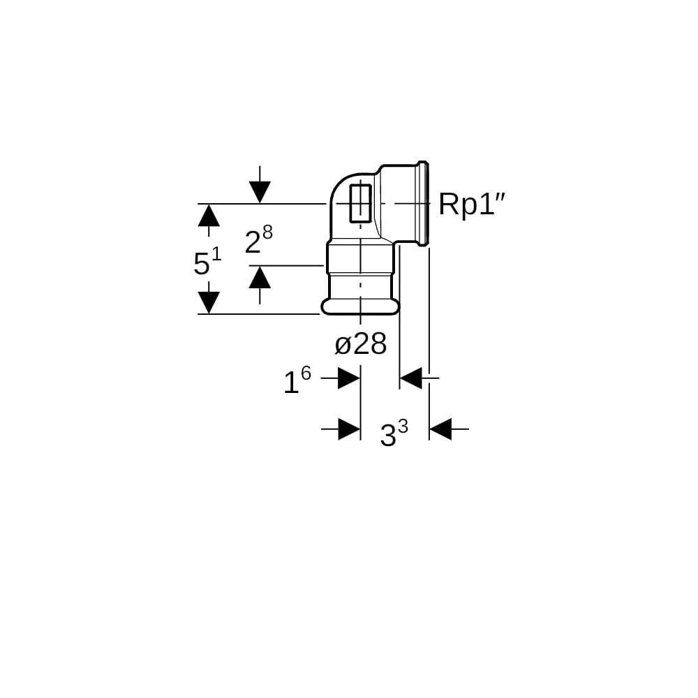 Geberit Mapress Kupfer Übergangswinkel 90 Grad mit Innengewinde, d 28mm, Rp 1″, Rotguss ... GEBERIT-63856 4024723638568 (Abb. 5)