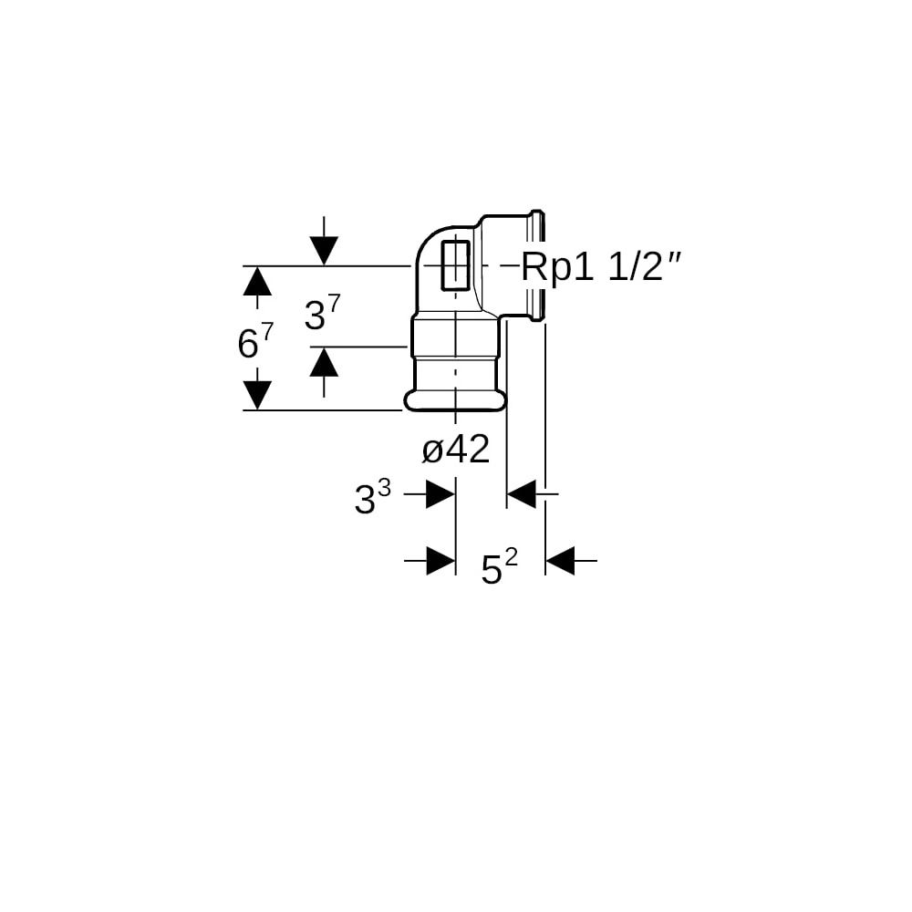 Geberit Mapress Kupfer Übergangswinkel 90 Grad mit Innengewinde, d 42mm, Rp 1 1/2″, Rotg... GEBERIT-63865 4024723638650 (Abb. 5)