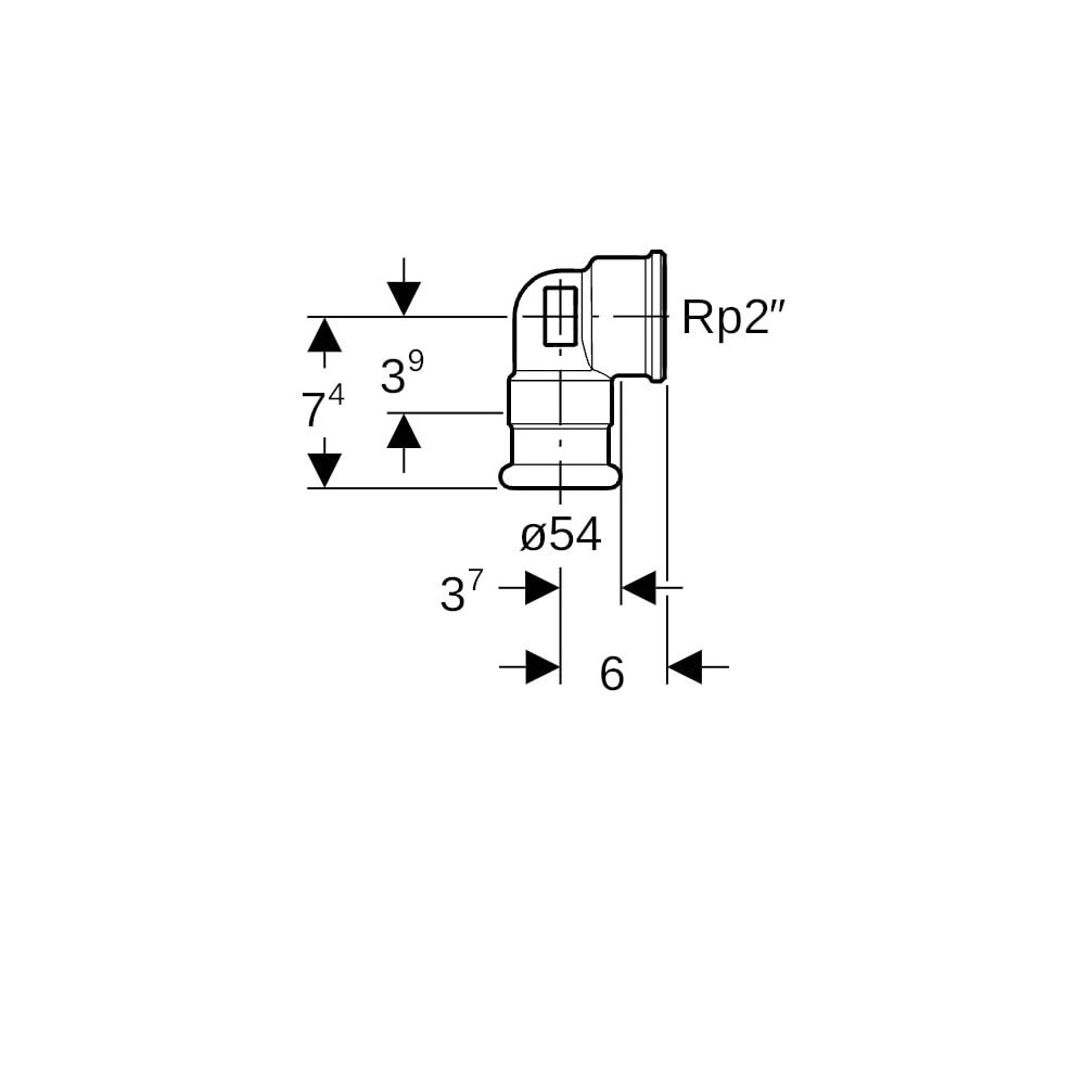 Geberit Mapress Kupfer Übergangswinkel 90 Grad mit Innengewinde, d 54mm, Rp 2″, Rotguss ... GEBERIT-63866 4024723638667 (Abb. 5)