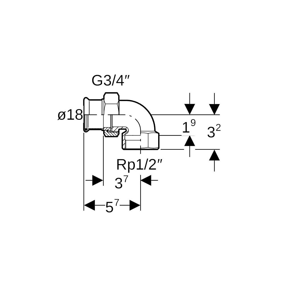 Geberit Mapress Kupfer Übergangs-Winkelverschraubung 90 Grad mit Innengewinde, d 18mm, R... GEBERIT-65392 4024723653929 (Abb. 5)