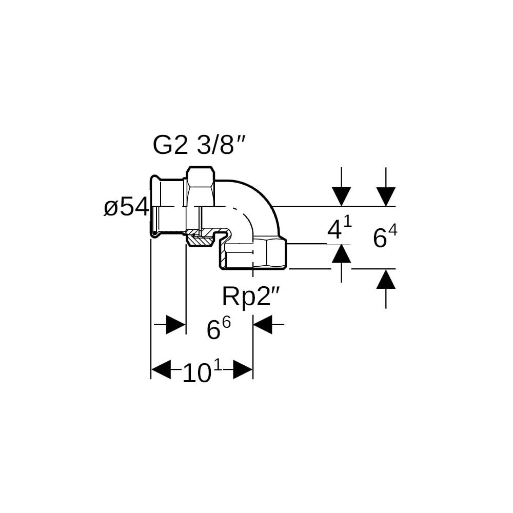 Geberit Mapress Kupfer Übergangs-Winkelverschraubung 90 Grad mit Innengewinde, d 54mm, R... GEBERIT-65388 4024723653882 (Abb. 5)