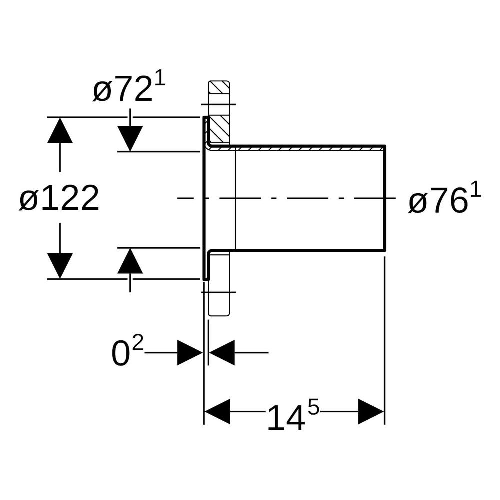 Geberit Mapress Kupfer Bund mit Einschubende, für Losflansch PN 10/16 D 76,1mm, DN 65... GEBERIT-63711 4024723637110 (Abb. 8)