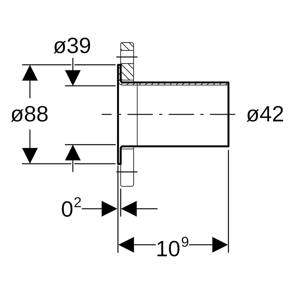 Geberit Mapress Kupfer Bund mit Einschubende, für Losflansch PN 10/16, D 42mm, DN 40... GEBERIT-63708 4025410549426 (Abb. 8)