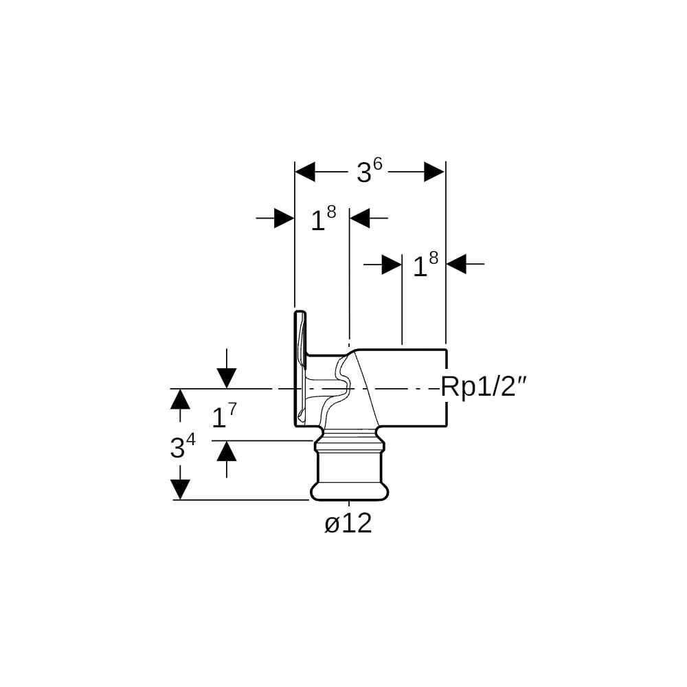 Geberit Mapress Kupfer Anschlusswinkel 90 Grad, d 12mm, Rp 1/2″, L1 3,6cm, Rotguss bleif... GEBERIT-63458 4024723634584 (Abb. 5)