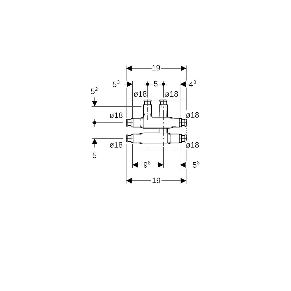 Geberit Mapress Kreuzungs-T-Stück mit Dämmbox CC752S, d 18mm, d1 18mm, d2 18mm... GEBERIT-63125 4024723631255 (Abb. 6)