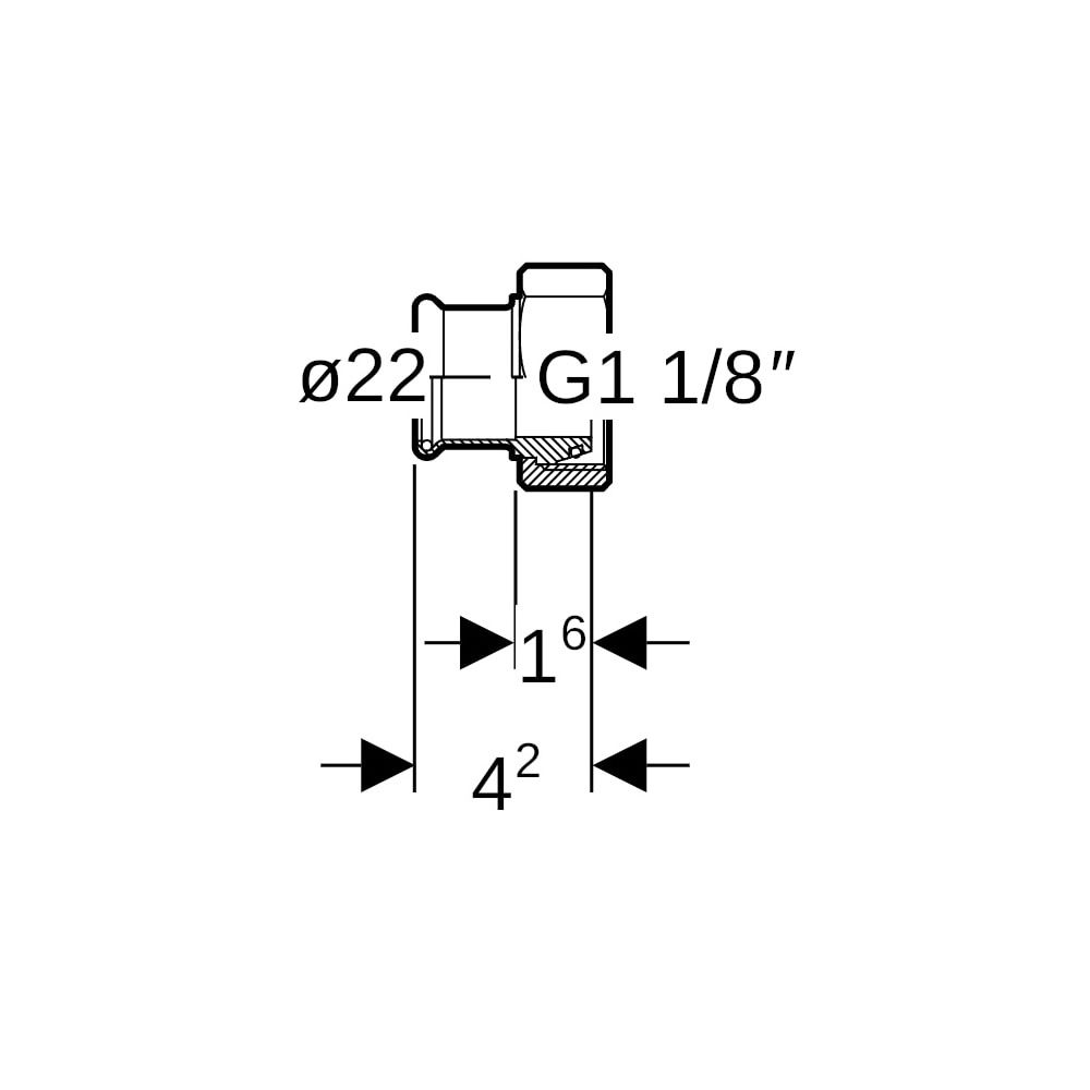 Geberit Mapress Edelstahl Übergang mit Überwurfmutter aus Chrom-Nickel-Stahl, Gas, d 22m... GEBERIT-34158 4024723341581 (Abb. 5)