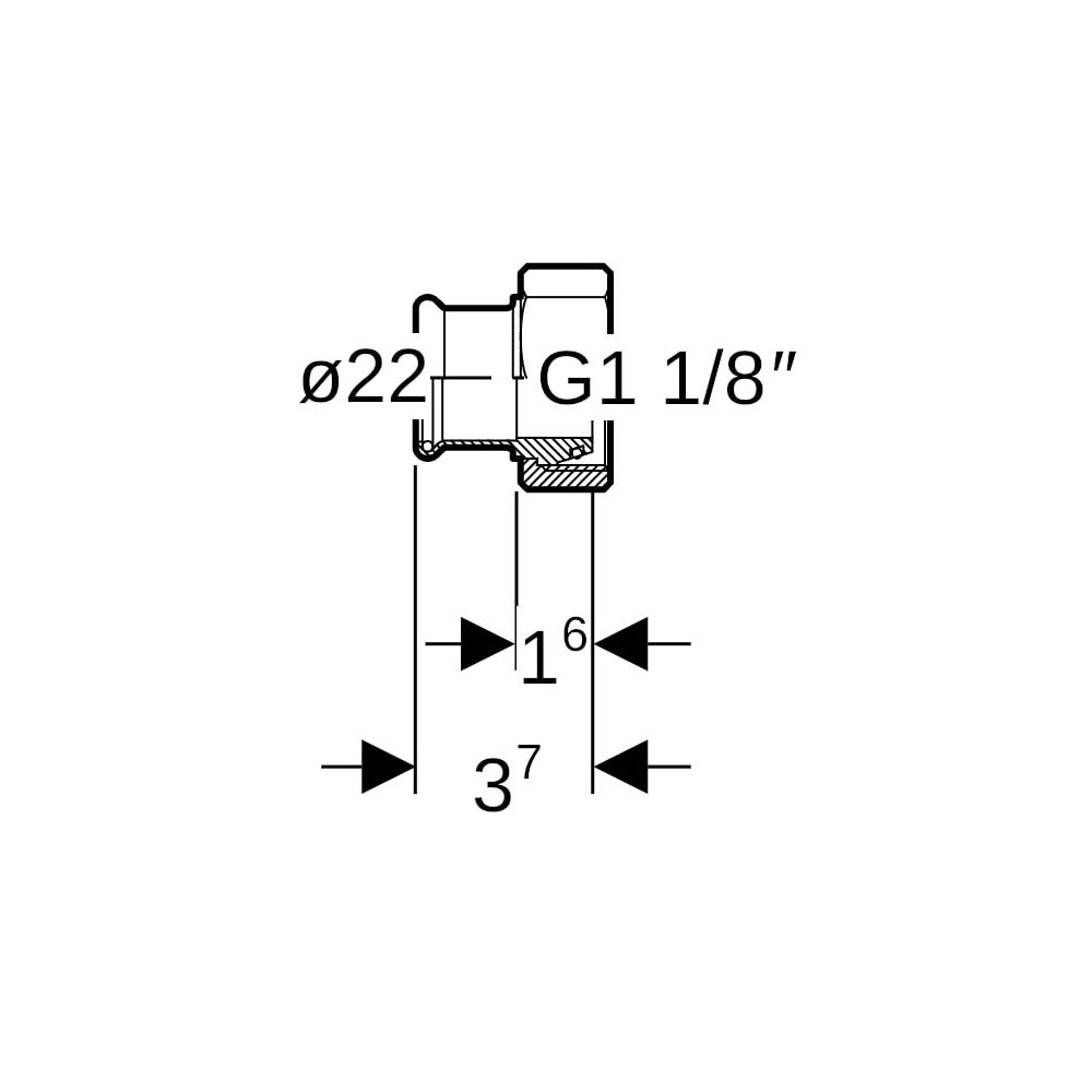 Geberit Mapress Kupfer Übergang mit Überwurfmutter Gas CW602N, d 22mm, G 1 1/8″... GEBERIT-34556 4024723345565 (Abb. 5)