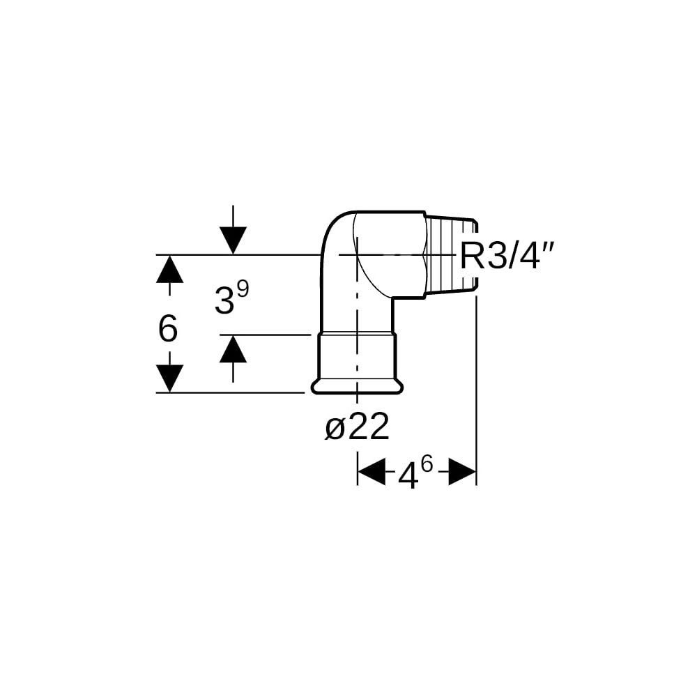 Geberit Mapress Edelstahl Übergangswinkel 90 Grad mit Außengewinde d 22mm, R 3/4″... GEBERIT-33835 4024723338352 (Abb. 5)