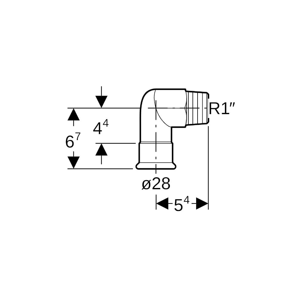 Geberit Mapress Edelstahl Übergangswinkel 90 Grad mit Außengewinde d 28mm, R 1″... GEBERIT-33836 4024723338369 (Abb. 5)