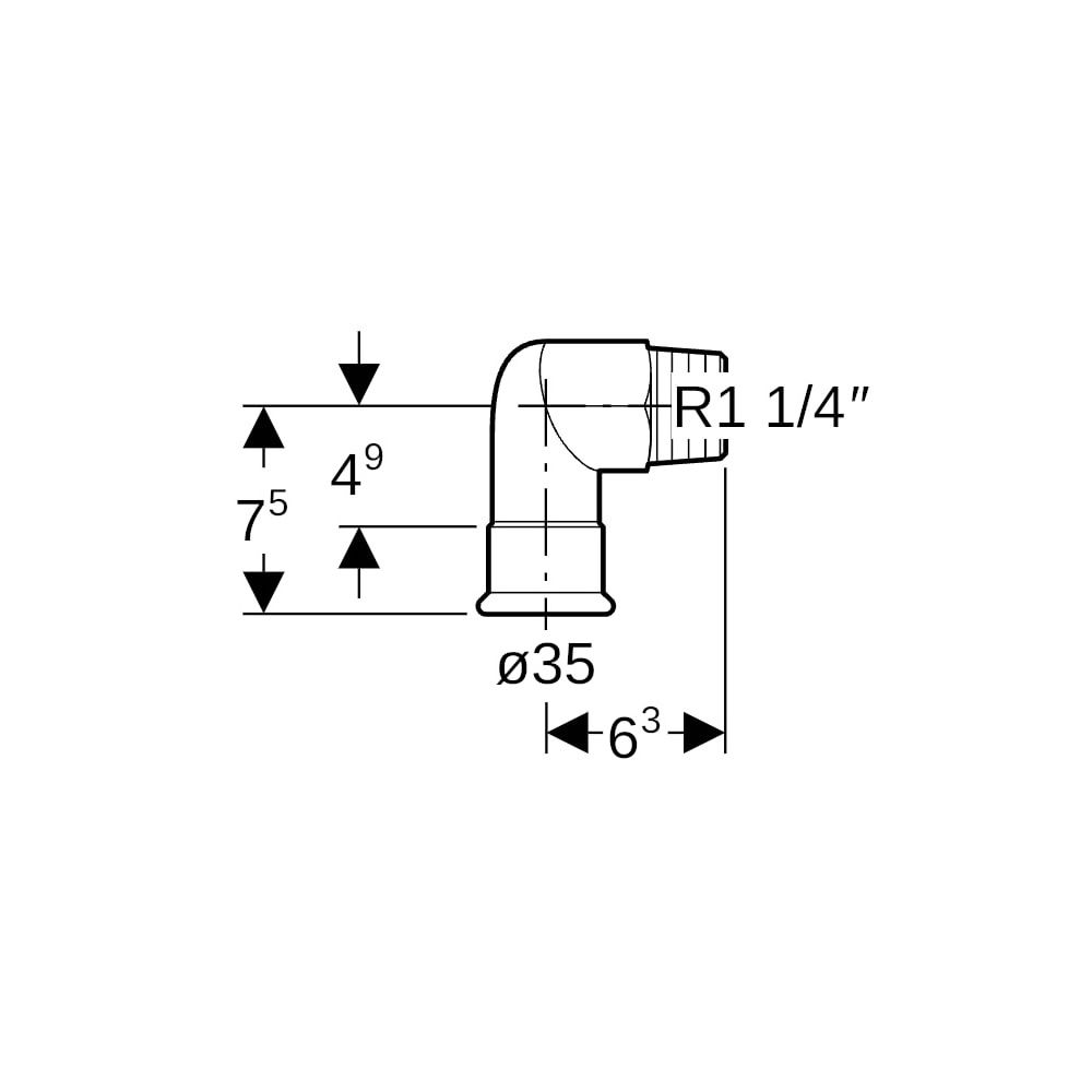 Geberit Mapress Edelstahl Übergangswinkel 90 Grad mit Außengewinde, Gas, d 35mm, R 1 1/4... GEBERIT-34153 4024723341536 (Abb. 5)