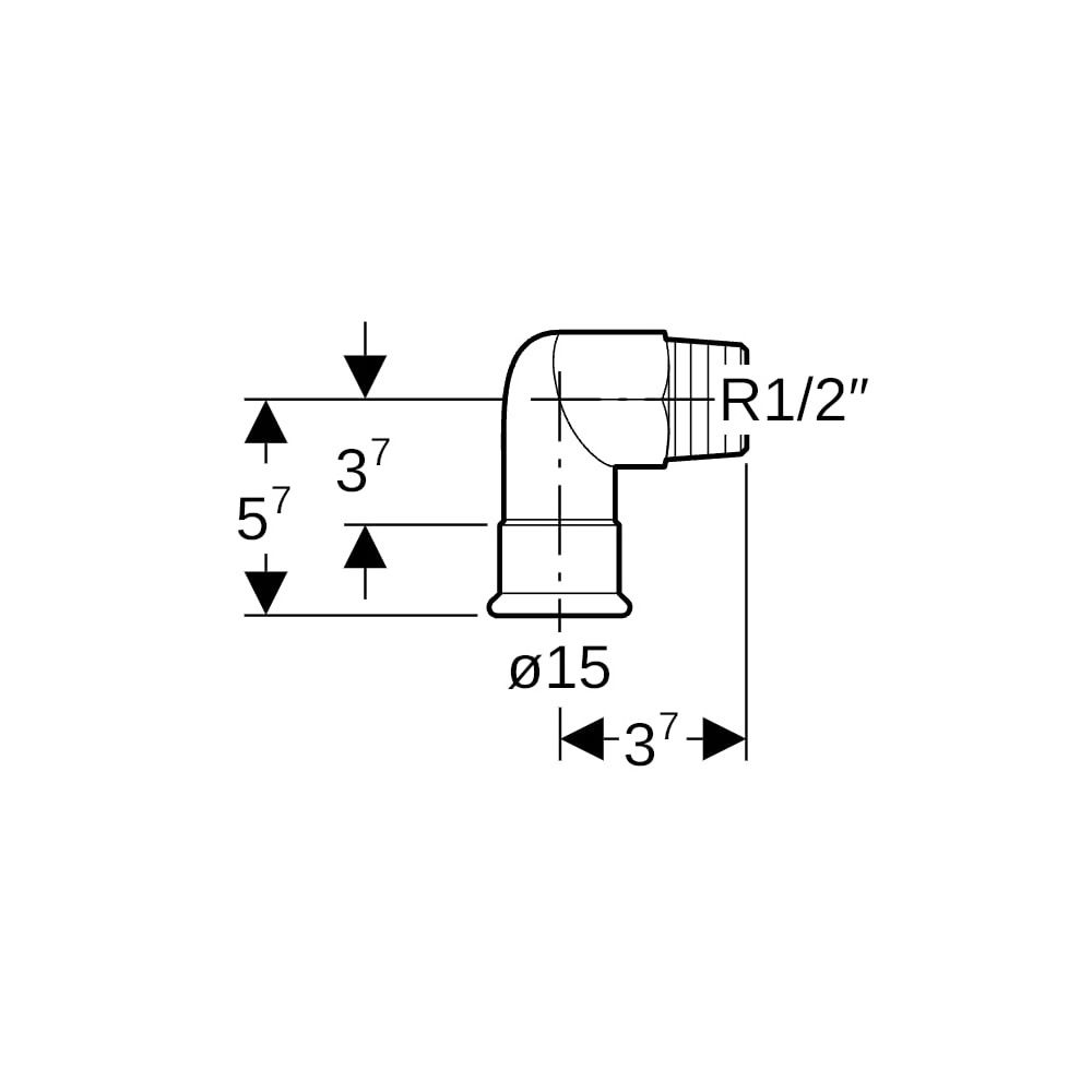 Geberit Mapress Edelstahl Übergangswinkel 90 Grad mit Außengewinde LABS-frei, d 15mm, R ... GEBERIT-83833 4024723838333 (Abb. 5)