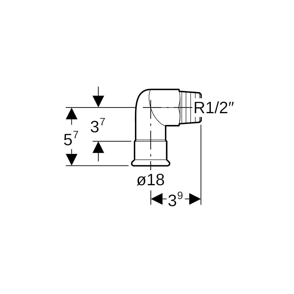 Geberit Mapress Edelstahl Übergangswinkel 90 Grad mit Außengewinde LABS-frei, d 18mm, R ... GEBERIT-83834 4024723838340 (Abb. 5)