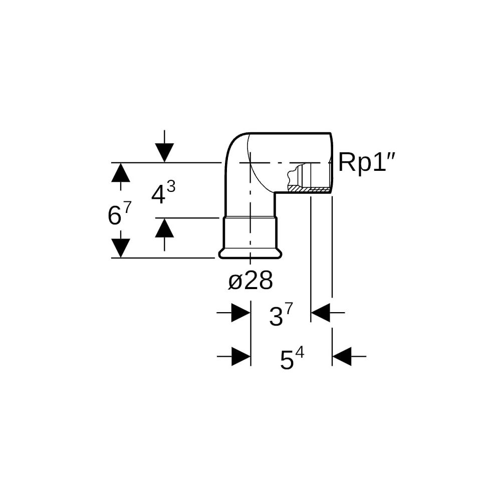 Geberit Mapress Edelstahl Übergangswinkel 90 Grad mit Innengewinde, Gas, d 28mm, Rp 1"... GEBERIT-34147 4024723341475 (Abb. 5)