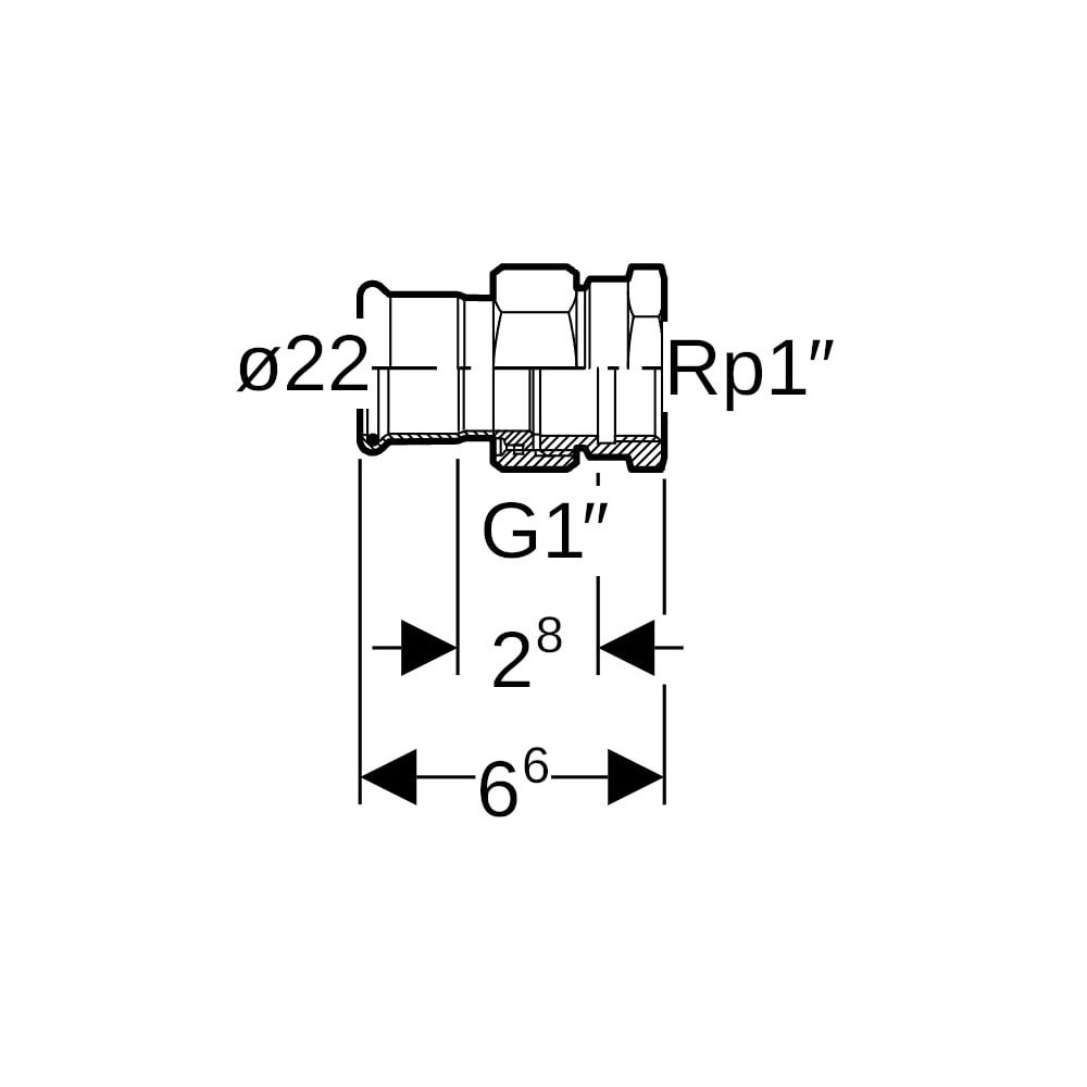 Geberit Mapress Edelstahl Übergangsverschraubung mit Innengewinde d 22mm, Rp 1″... GEBERIT-35305 4024723353058 (Abb. 5)